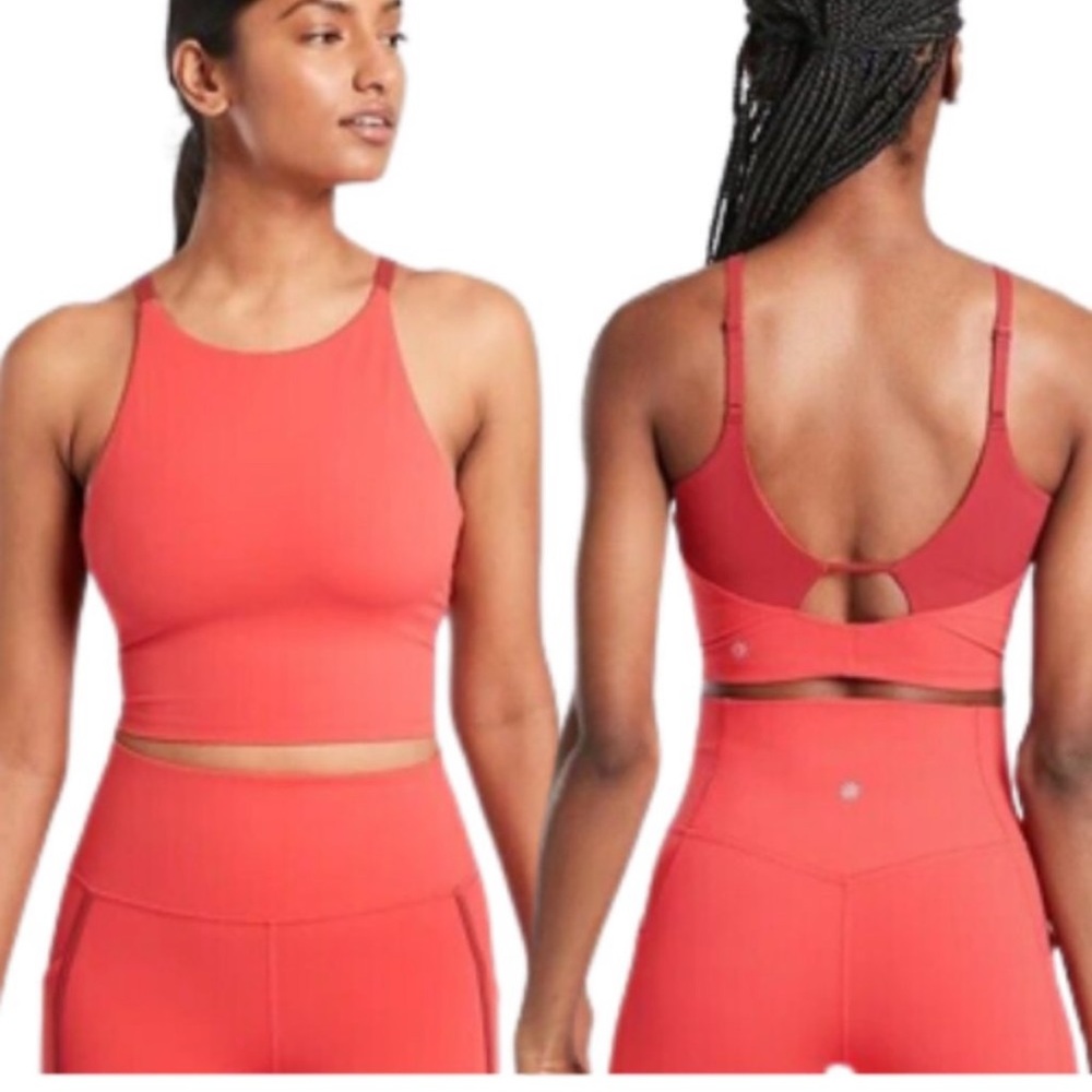 Athleta Intention Crop Top Size XL Sports Bra Lychee Red Cutout